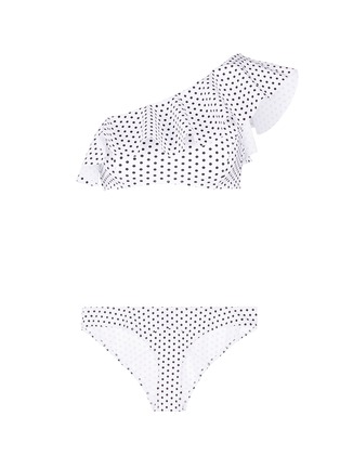 Main View - Click To Enlarge - LISA MARIE FERNANDEZ - 'Arden' polka dot flounce one-shoulder bikini set