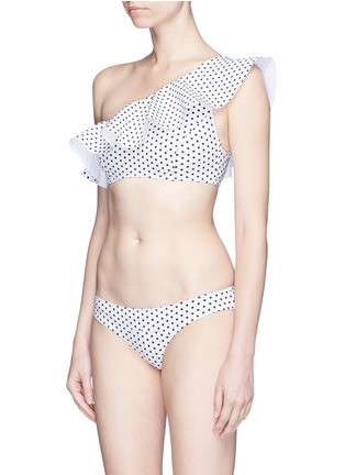 Figure View - Click To Enlarge - LISA MARIE FERNANDEZ - 'Arden' polka dot flounce one-shoulder bikini set