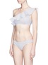 Figure View - Click To Enlarge - LISA MARIE FERNANDEZ - 'Arden' polka dot flounce one-shoulder bikini set