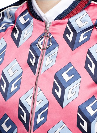 Detail View - Click To Enlarge - GUCCI - GG wallpaper print silk duchesse satin bomber jacket