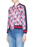 Front View - Click To Enlarge - GUCCI - GG wallpaper print silk duchesse satin bomber jacket