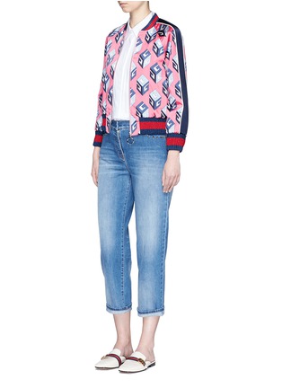 Figure View - Click To Enlarge - GUCCI - GG wallpaper print silk duchesse satin bomber jacket