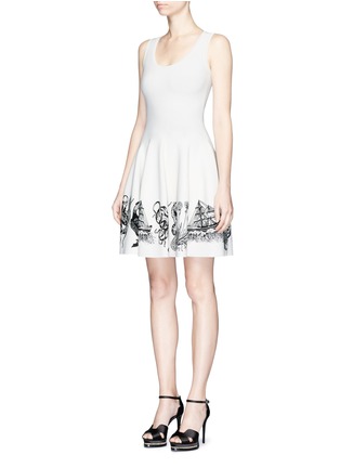 Front View - Click To Enlarge - ALEXANDER MCQUEEN - Sea creature intarsia sleeveless dress