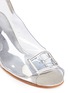 Detail View - Click To Enlarge - STUART WEITZMAN - 'Tabs' metallic slingback vingyl wedge sandals