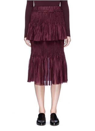 Main View - Click To Enlarge - MS MIN - Tiered plissé pleat sheer silk skirt