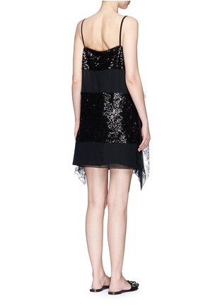Back View - Click To Enlarge - LANVIN - Ruffle sequin mixed panel slip dress