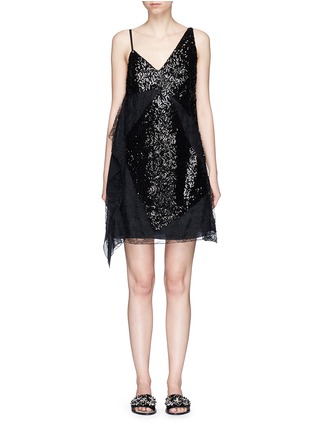 Main View - Click To Enlarge - LANVIN - Ruffle sequin mixed panel slip dress