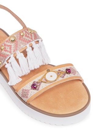 Detail View - Click To Enlarge - MABU BY MARIA BK - 'Aleena' embellished ethnic embroidery tassel leather sandals