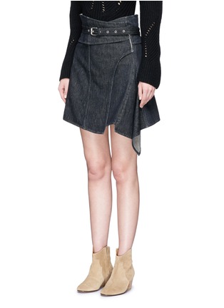 Front View - Click To Enlarge - ISABEL MARANT - 'Eydie' asymmetric wrap belted denim skirt