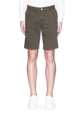 Main View - Click To Enlarge - ALTEA - Diamond print linen-cotton Bermuda shorts