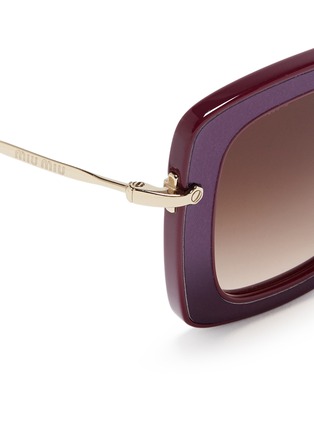 Detail View - Click To Enlarge - MIU MIU - 'Noir' leather inlay acetate metal sunglasses