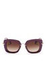 Main View - Click To Enlarge - MIU MIU - 'Noir' leather inlay acetate metal sunglasses