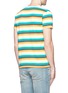 Back View - Click To Enlarge - SAINT LAURENT - Stripe distressed cotton jersey T-shirt