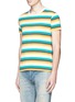Front View - Click To Enlarge - SAINT LAURENT - Stripe distressed cotton jersey T-shirt