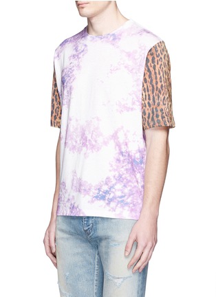 Front View - Click To Enlarge - SAINT LAURENT - Leopard print tie dye effect T-shirt