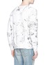 Back View - Click To Enlarge - SAINT LAURENT - Marble effect distressed cotton sweatshirt