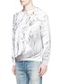 Front View - Click To Enlarge - SAINT LAURENT - Marble effect distressed cotton sweatshirt