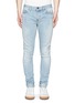 Detail View - Click To Enlarge - SAINT LAURENT - Repaired knee patch distressed skinny jeans
