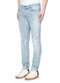 Front View - Click To Enlarge - SAINT LAURENT - Repaired knee patch distressed skinny jeans