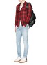Figure View - Click To Enlarge - SAINT LAURENT - Repaired knee patch distressed skinny jeans