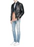 Figure View - Click To Enlarge - SAINT LAURENT - Tie dye effect check distressed flannel shirt
