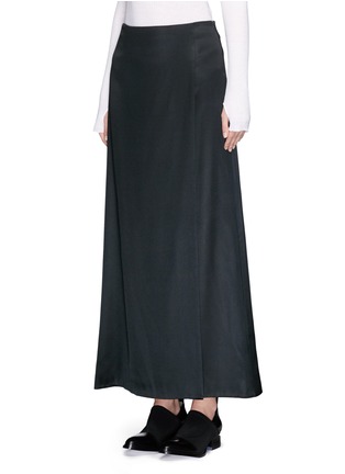 Front View - Click To Enlarge - HELMUT LANG - Satin twill overlap maxi skirt