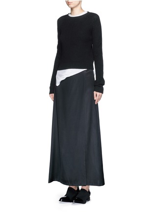 Figure View - Click To Enlarge - HELMUT LANG - Satin twill overlap maxi skirt