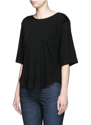 Front View - Click To Enlarge - HELMUT LANG - Scoop neck cotton-cashmere T-shirt
