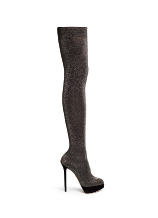 Main View - Click To Enlarge - CHARLOTTE OLYMPIA - 'More is More' glitter stocking thigh high boots