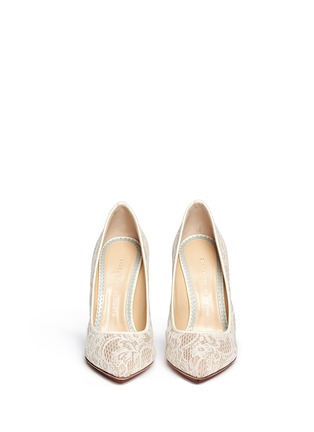Figure View - Click To Enlarge - CHARLOTTE OLYMPIA - 'Monroe' silk satin lace pumps