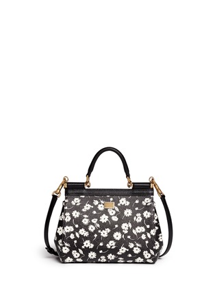 Back View - Click To Enlarge - - - 'Miss Sicily' mini floral print saffiano leather satchel
