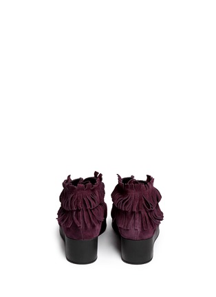 Back View - Click To Enlarge - CLERGERIE - 'Naim' fringe trim suede wedge moccasins