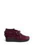 Main View - Click To Enlarge - CLERGERIE - 'Naim' fringe trim suede wedge moccasins
