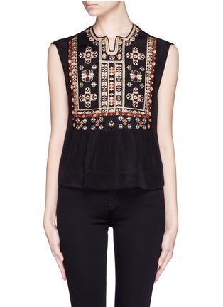 Main View - Click To Enlarge - ISABEL MARANT - 'Russ' ethnic embroidery bib silk top