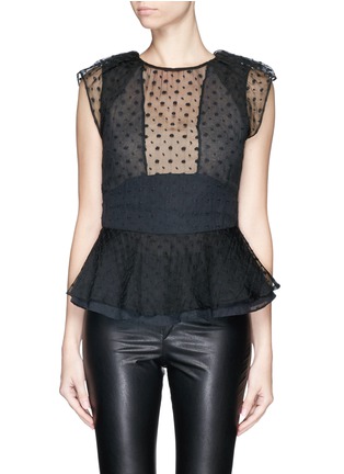 Main View - Click To Enlarge - ISABEL MARANT - 'Vermer' flower embroidery silk organza peplum top