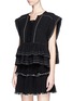 Front View - Click To Enlarge - ISABEL MARANT - 'Raquel' ruffle layer pleat cotton crepe top