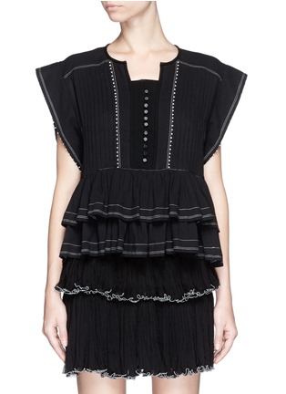 Main View - Click To Enlarge - ISABEL MARANT - 'Raquel' ruffle layer pleat cotton crepe top
