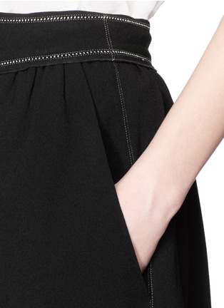 Detail View - Click To Enlarge - ISABEL MARANT - 'Waso' embroidery waist crepe flare skirt