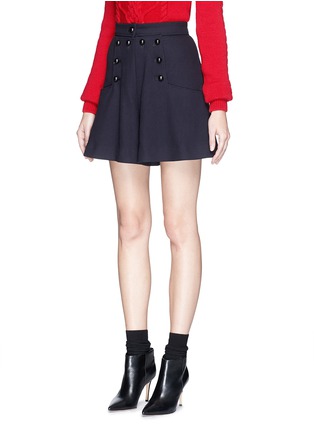 Front View - Click To Enlarge - ISABEL MARANT - 'Lexia' panel front pleat wool shorts
