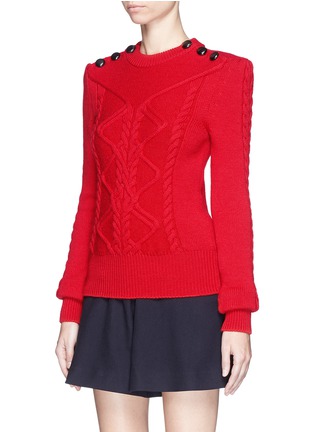Front View - Click To Enlarge - ISABEL MARANT - 'Dustin' button shoulder cable knit sweater