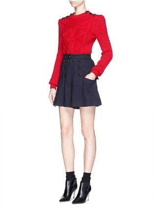 Figure View - Click To Enlarge - ISABEL MARANT - 'Dustin' button shoulder cable knit sweater