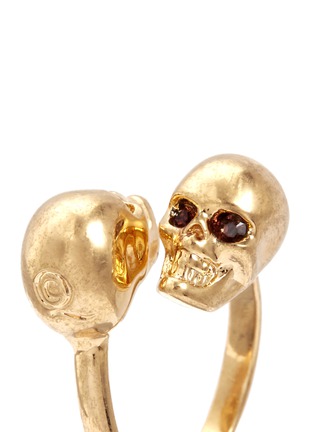 Detail View - Click To Enlarge - ALEXANDER MCQUEEN - Twin skull brass ring