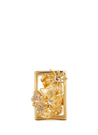 Main View - Click To Enlarge - ALEXANDER MCQUEEN - Framed poppy crystal brass ring