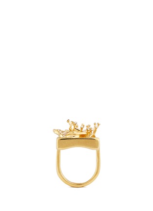 Figure View - Click To Enlarge - ALEXANDER MCQUEEN - Framed poppy crystal brass ring