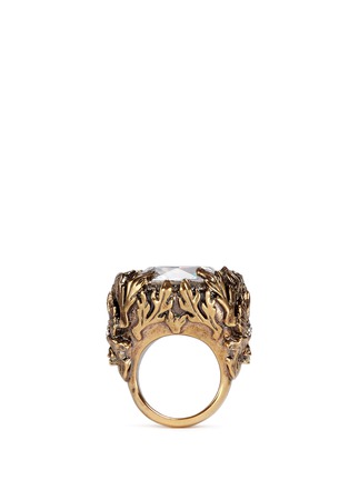 Figure View - Click To Enlarge - ALEXANDER MCQUEEN - Rock crystal poppy brass ring