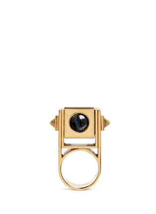 Main View - Click To Enlarge - ALEXANDER MCQUEEN - Tiger Eye stone sphere cube stud ring