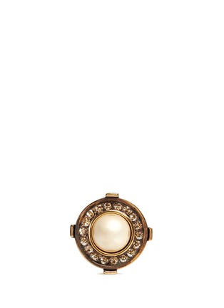 Main View - Click To Enlarge - ALEXANDER MCQUEEN - Military glass pearl brass ring