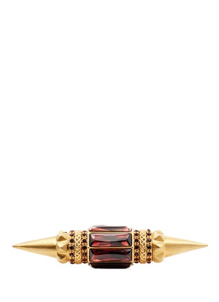 Figure View - Click To Enlarge - ALEXANDER MCQUEEN - Strass spike brass two finger ring