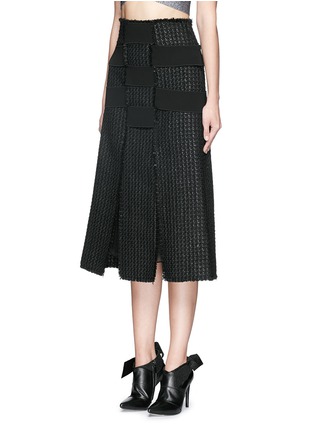 Front View - Click To Enlarge - PROENZA SCHOULER - Banded raw edge tweed panelled skirt