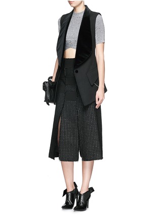 Figure View - Click To Enlarge - PROENZA SCHOULER - Banded raw edge tweed panelled skirt